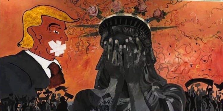 Por amenazas a director de SCS es retirada pintura crítica a Trump